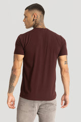 Men's Maroon Casual Slim Fit Solid Half Sleeves Tshirt
