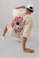 Men's Beige Casual Oversized Fit Tshirt