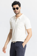 Men's Beige Casual Slim Fit Printed Half Sleeves Polo Tshirt