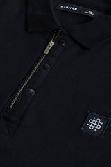 Men's Black Casual Slim Fit Solid Half Sleeves Polo Tshirt
