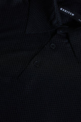 Men's Black Casual Slim Fit Printed Half Sleeves Polo Tshirt
