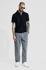 Men's Black Casual Slim Fit Printed Half Sleeves Polo Tshirt