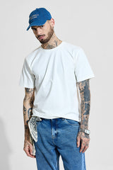 Men's White Casual Solid Slim Fit 4-Way Stretch Half Sleeves T-shirt