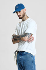 Men's White Casual Solid Slim Fit 4-Way Stretch Half Sleeves T-shirt