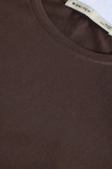 Men's Brown Casual Solid Slim Fit 4-Way Stretch Half Sleeves T-Shirt