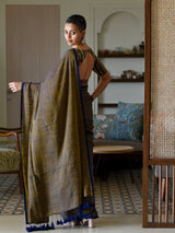 Women's Brown Cotton Blend Saree