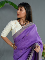 Women's Purple Pure Cotton Saree
