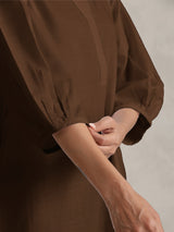 Women's Brown Cotton Blend Short Kurta