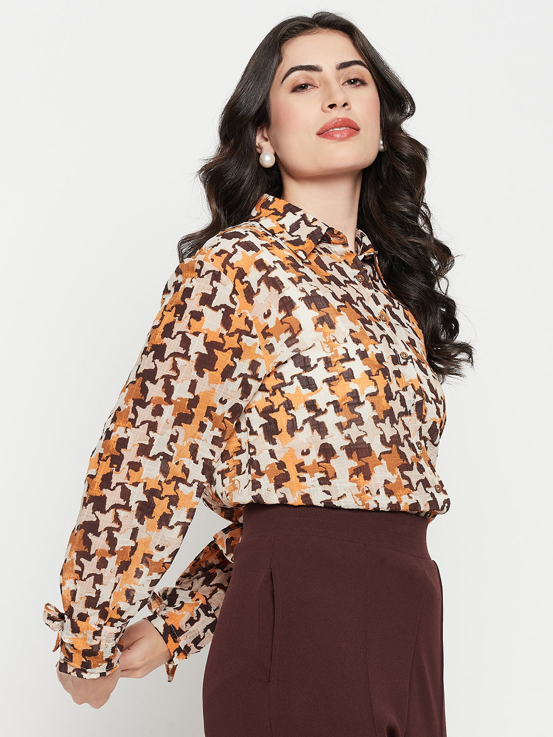 Women's Multicolor Casual Full Sleeve Printed Shirt With Cuff Sleeves
