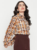 Women's Multicolor Casual Full Sleeve Printed Shirt With Cuff Sleeves