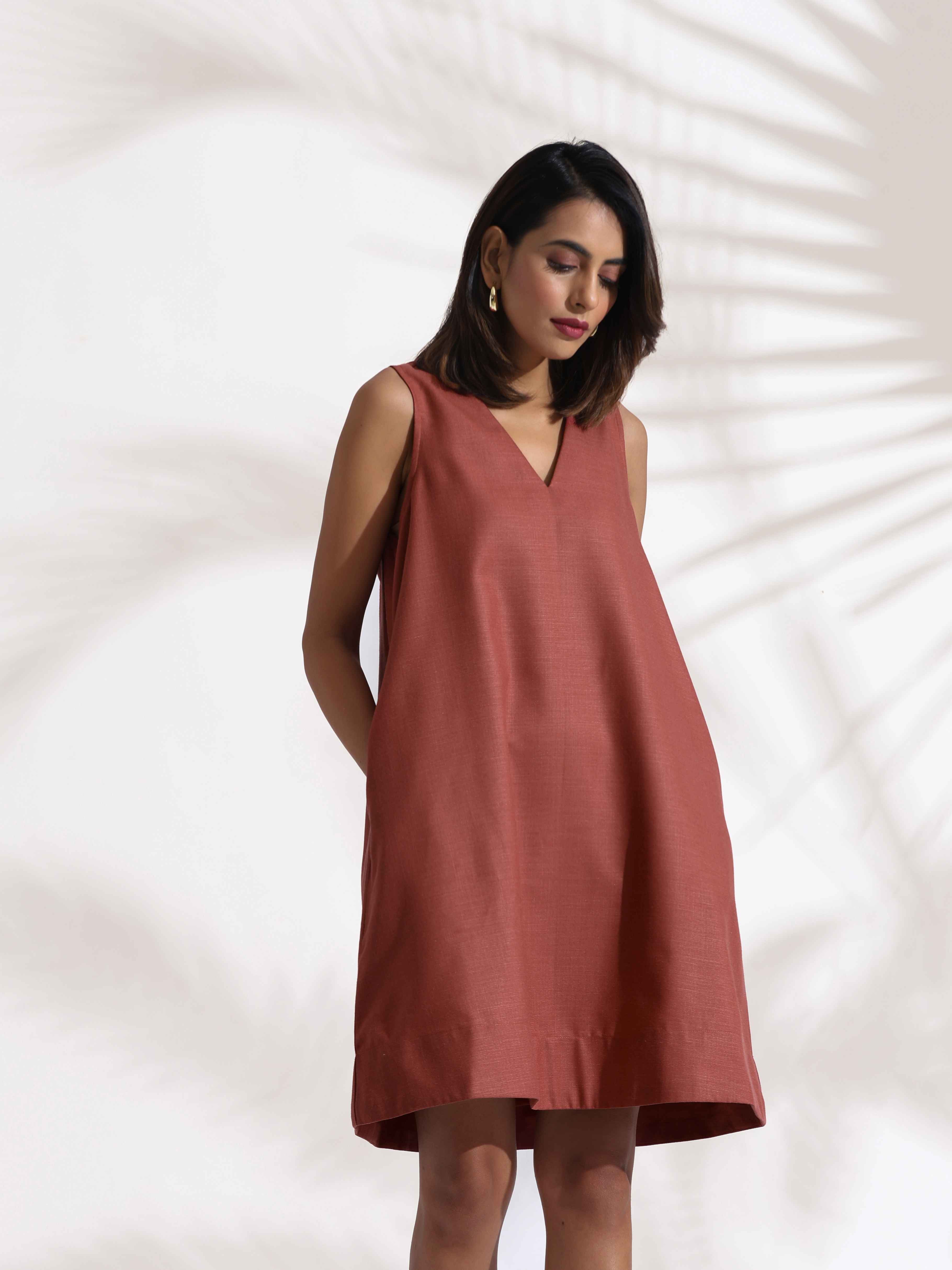 Women's Pink Slub Dress