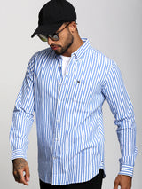 Men's Blue Casual Striped Slim Fit Full Sleeves Shirt