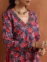 Women's Pink Festive Printed Kurta Set