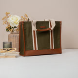 Women's Green Sage Canvas Office Tote Bag