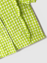 Girls Green Gingham Checkered Top