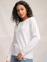 Women's White Casual Solid Full Sleeves Sweater