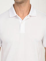 Mens White Casual Regular Fit Solid Half Sleeves Polo Tshirt
