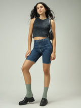 Women's Grey Casual Fitted Solid Top