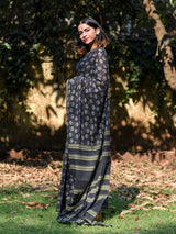 Women's Navy Pure Cotton Saree