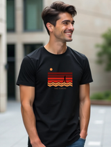 Men's Black Half Sleeves Graphic Printed Cotton Tshirt