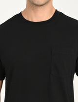 Mens Black Casual Regular Fit Solid Half Sleeves Tshirt