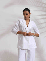 Women's White Casual Printed Co-ords Set