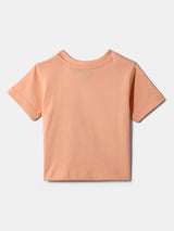 Girls Orange Cotton Bow Embroidered Top and Skirt Set