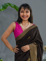 Women's Brown Pure Cotton Saree