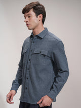 Men's Blue Casual Comfort Opaque Full Sleeves Shirt