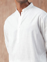Men's White Casual Full Sleeves Kurta