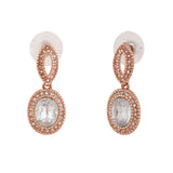 Women's Rose Gold Plated Sparkling Drop Earrings with White Crystals
