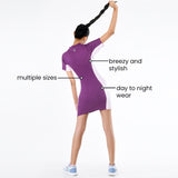 Women's Purple Casual Regular Fit Mini Half Sleeves Dress