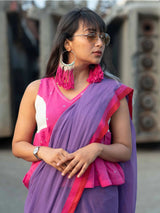 Women's Purple Cotton Saree