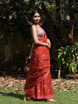 Women's Red Pure Cotton Saree