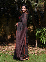 Women's Black Pure Cotton Saree
