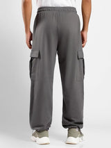Men's Grey Cotton Tapered Knit Solid Jogger