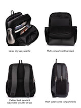 Women's Black Vegan Leather Finish Casual Backpack - 17.5L