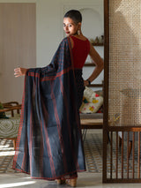 Women's Black Pure Cotton Saree