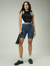 Women's Black Casual Fitted Solid Top