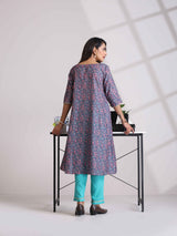 Women's Purple Casual Printed Kurta Set
