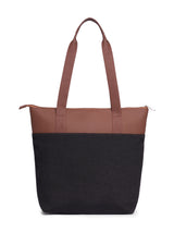 Women's Black Vegan Leather Finish Tote Bag - 15.5L