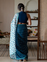 Women's Blue Pure Cotton Saree