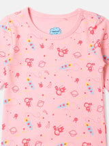 Boys & Girls Pink Casual Onesie With Beanie