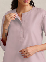 Women's Pink Cotton Blend Short Kurta
