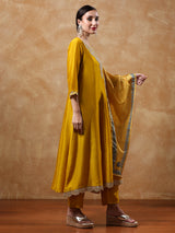 Women's Yellow Festive Yoke Design Anarkali Kurta Set