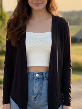 Women's Black Stylish Open Front Long Sleeve Shrug Casual Shrug