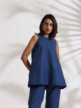 Women's Blue Slub Co-ord Set