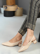 Women's Texchted Pointed Toe Block Heel Pumps