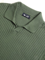 Men's Green Knitted Regular Fit Polo Tshirt
