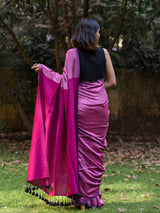 Women's Pink Cotton Blend Saree